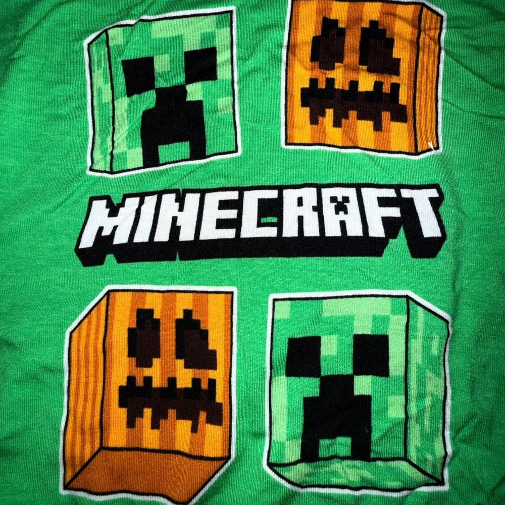 Minecraft Pajama Set Size 6 New Green Long Sleeve Creeper Pumpkin PJs